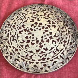 Antique Webster sterling  glass trivet